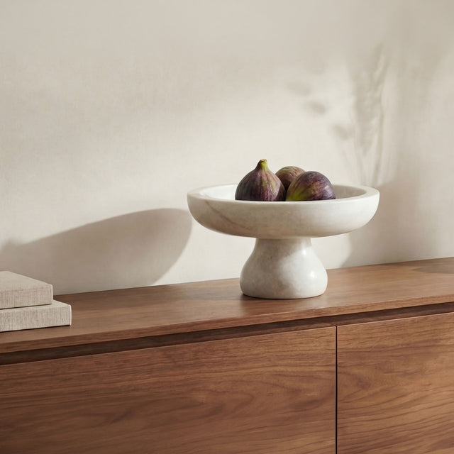PALERMO PEDESTAL BOWL WHITE MARBLE