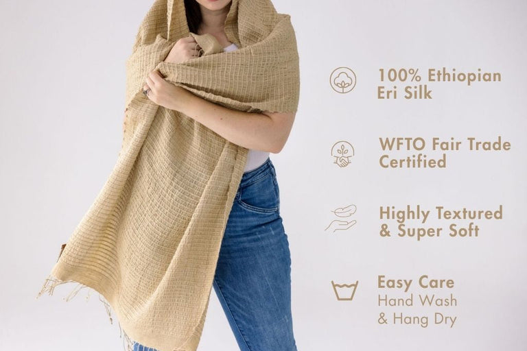 QUEEN SABA HANDWOVEN ETHIOPIAN SILK SHAWL | APPAREL