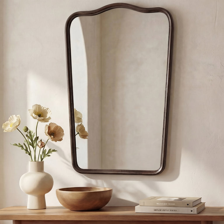 KEYES MIRROR BLACKENED BRONZE CAST ALUMINUM