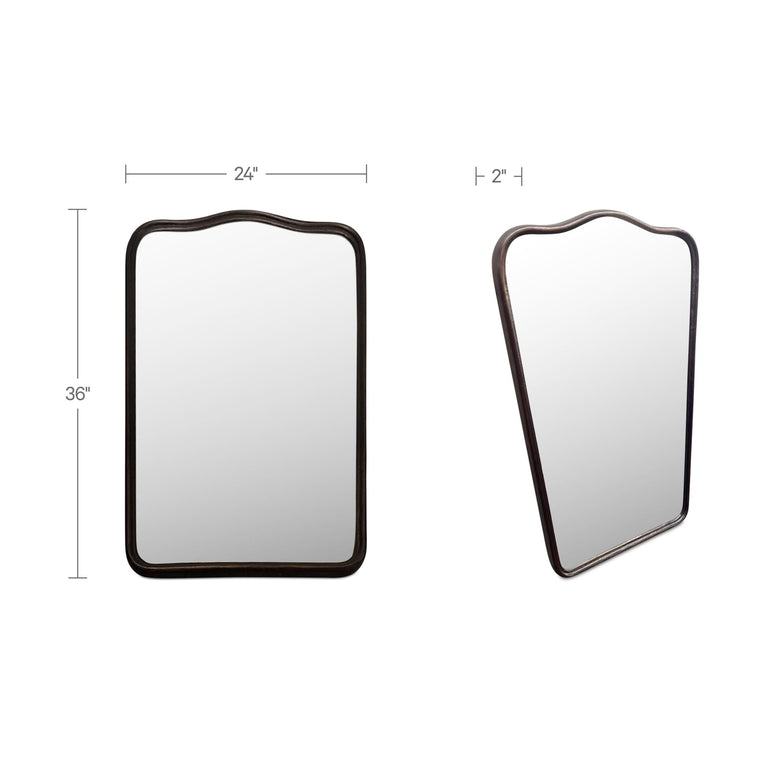 KEYES MIRROR BLACKENED BRONZE CAST ALUMINUM