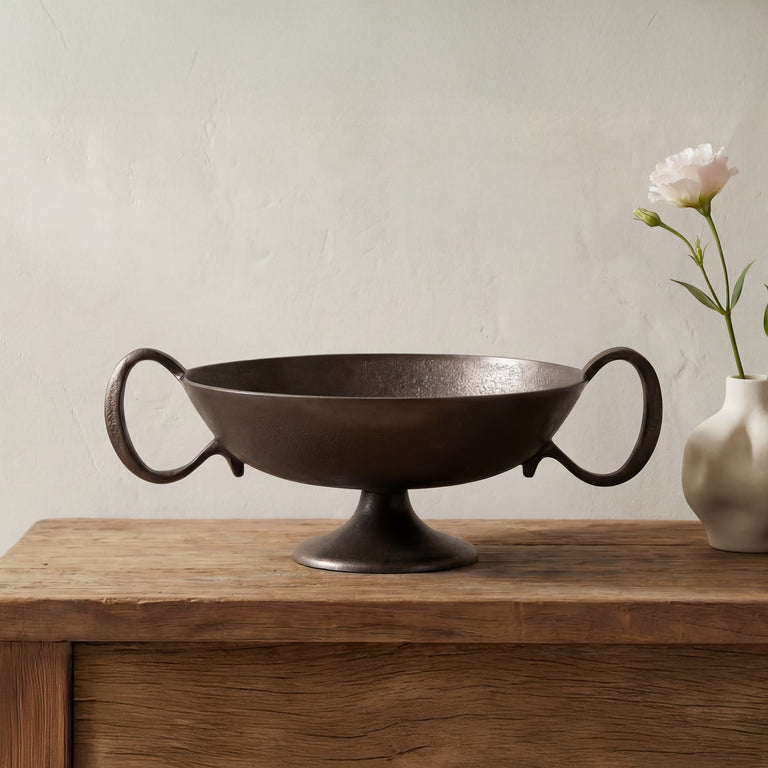 FLORIS DECORATIVE BOWL ANTIQUE BRASS CAST ALUMINUM