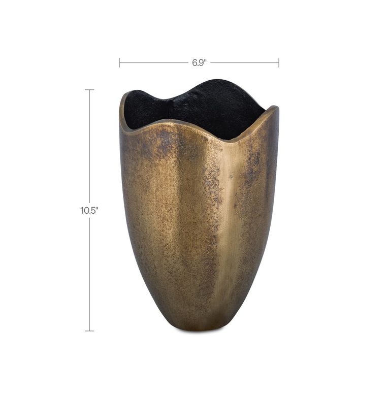 ATHENA CAST ALUMINUM VASE ANTIQUE BRASS