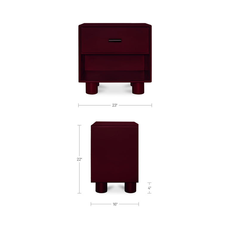 JOLENE NIGHTSTAND DEEP RED