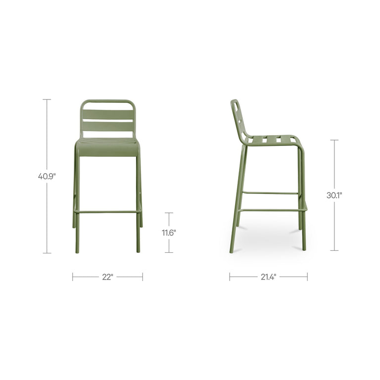 KADE OUTDOOR BAR STOOL GREEN-SET OF TWO