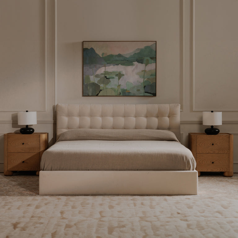 SEBASTION KING STORAGE BED CREAM