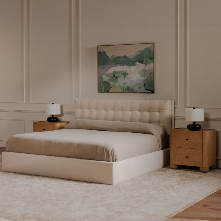 SEBASTION KING STORAGE BED CREAM