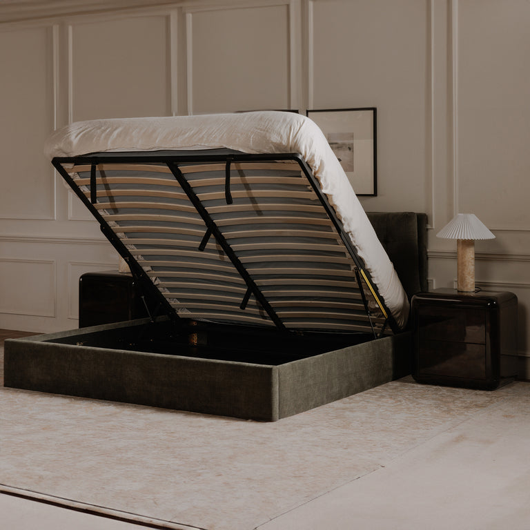 SEBASTION KING STORAGE BED CREAM