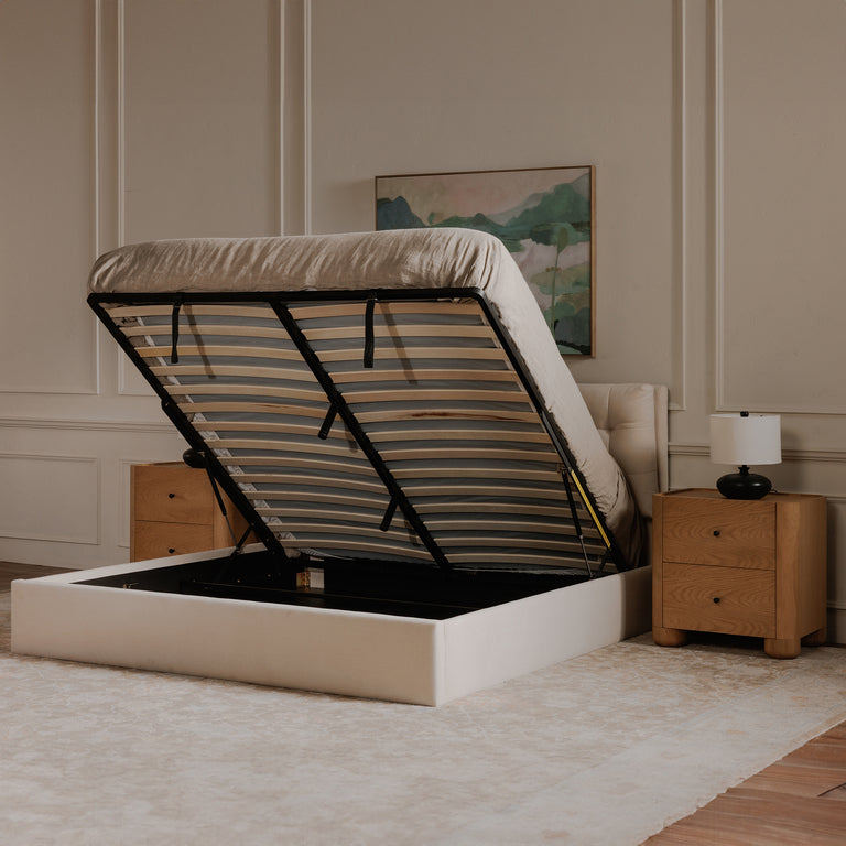 SEBASTION KING STORAGE BED CREAM