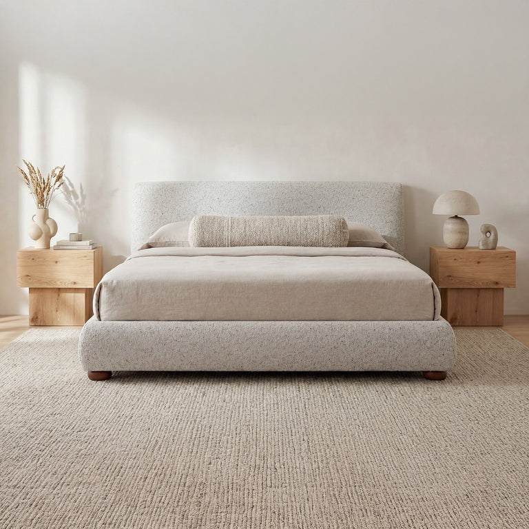 BEAU KING STORAGE BED SPECKLED LIGHT GREY