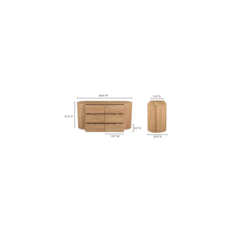 THEO 6 DRAWER DRESSER NATURAL