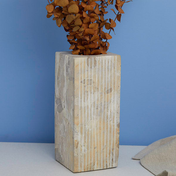ATACA MARBLE RIBBED VASE | PLANTERS & VASES