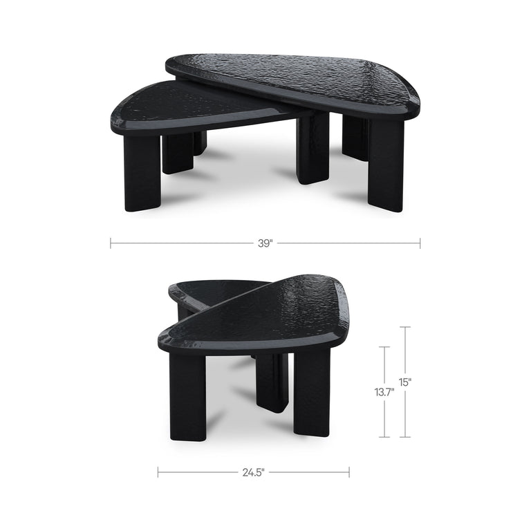 SOPHIE OUTDOOR NESTING TABLE SET CHARCOAL LACQUER