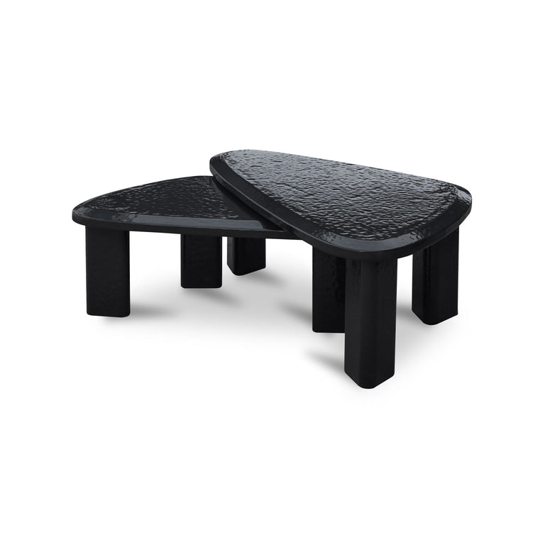 SOPHIE OUTDOOR NESTING TABLE SET CHARCOAL LACQUER
