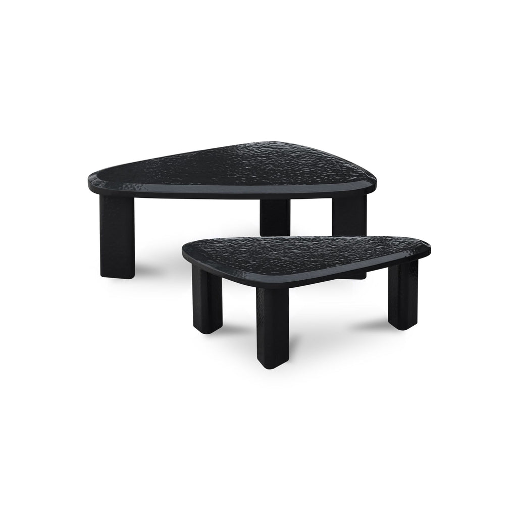 SOPHIE OUTDOOR NESTING TABLE SET CHARCOAL LACQUER | STAG & MANOR