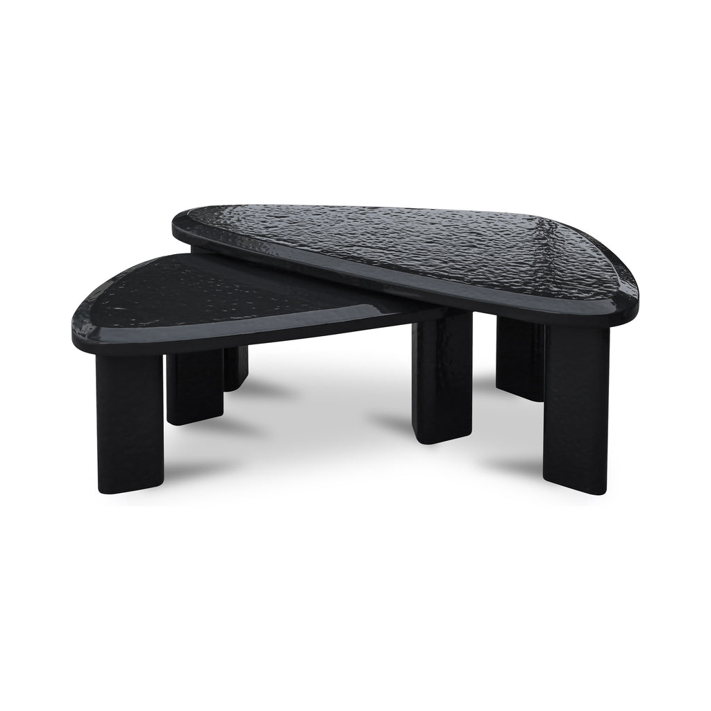 SOPHIE OUTDOOR NESTING TABLE SET CHARCOAL LACQUER | STAG & MANOR