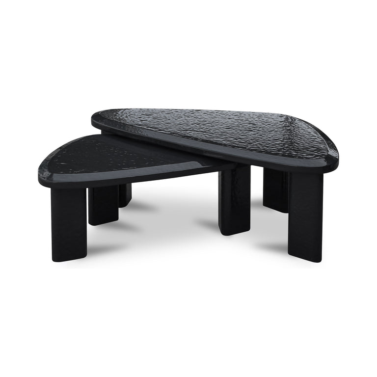 SOPHIE OUTDOOR NESTING TABLE SET CHARCOAL LACQUER