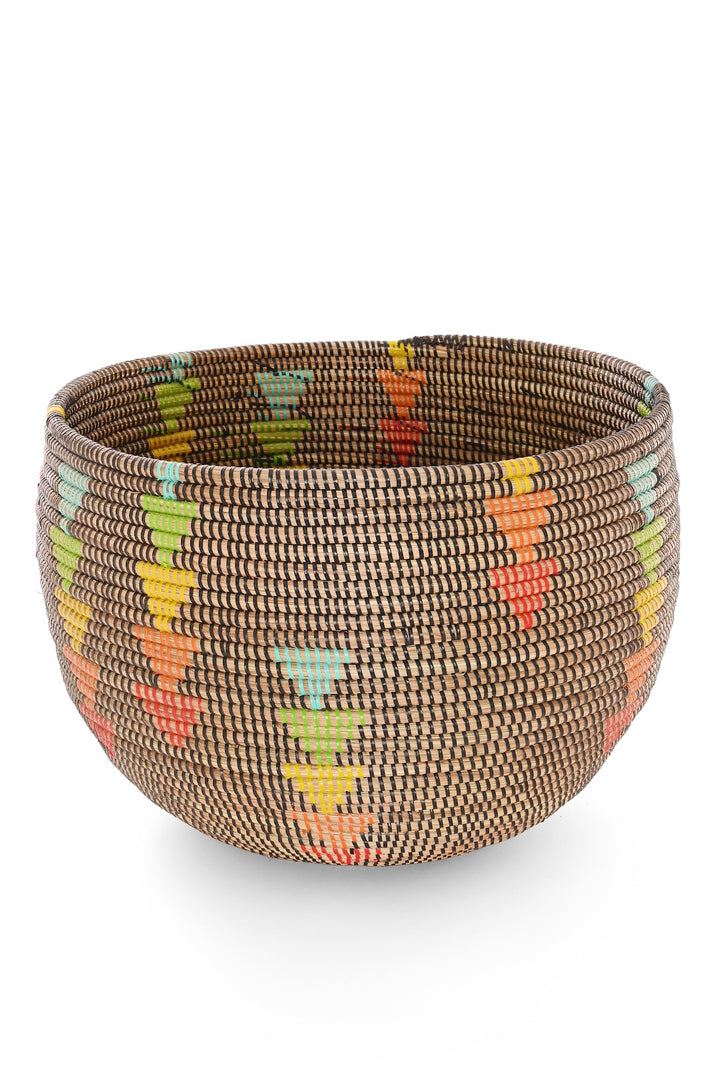 PRISM TRIANGLES DEEP STORAGE BOWL BASKET 14"  (SENEGAL)