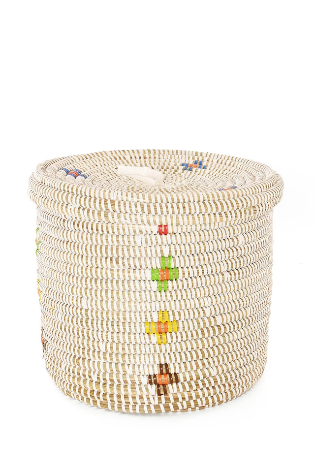 COLORFUL BLOSSOM LIDDED STORAGE BASKET