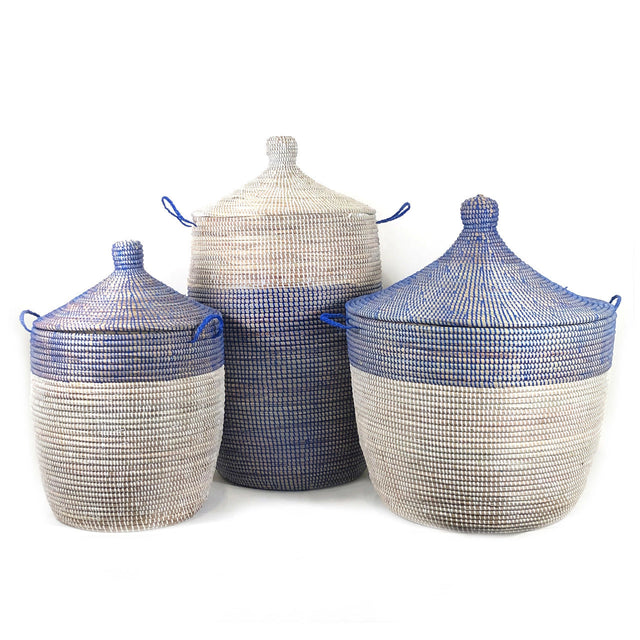 Large Two-Tone Basket - Navy + White | BASKETS