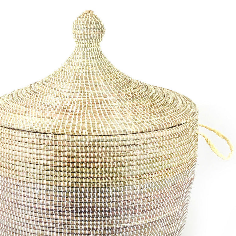 Low Storage Two-Tone Basket - Natural + White | BASKETS