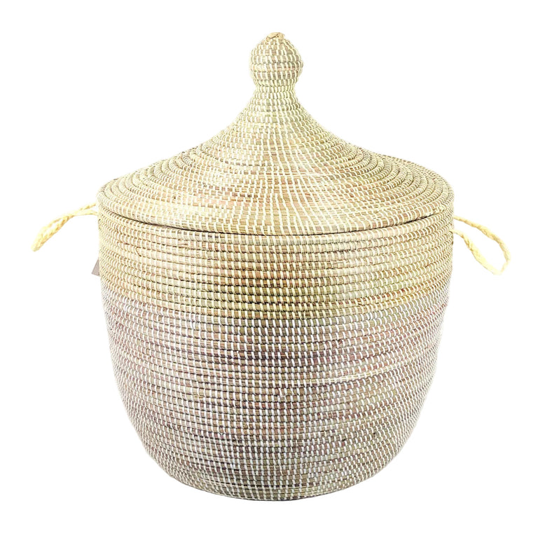 Low Storage Two-Tone Basket - Natural + White | BASKETS
