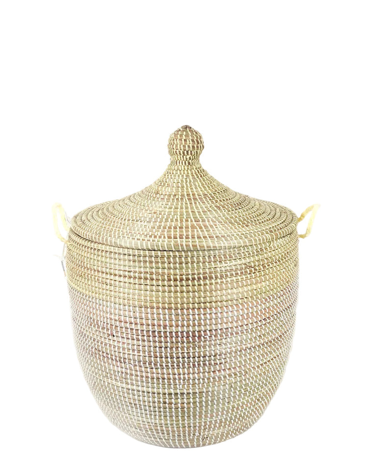 Medium Two-Tone Basket - Natural + White | BASKETS