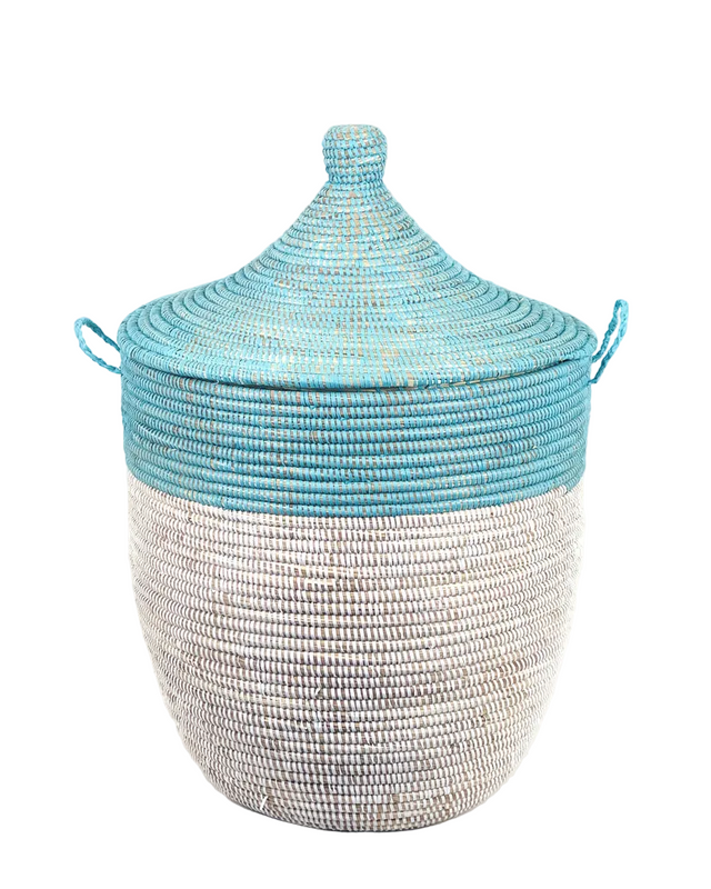 Medium Two-Tone Basket - Turquoise + White | BASKETS