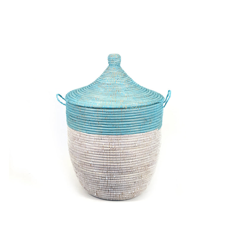 Medium Two-Tone Basket - Turquoise + White | BASKETS