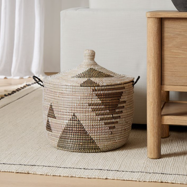 Low Storage Basket Graphic Print - Black and White | BASKETS