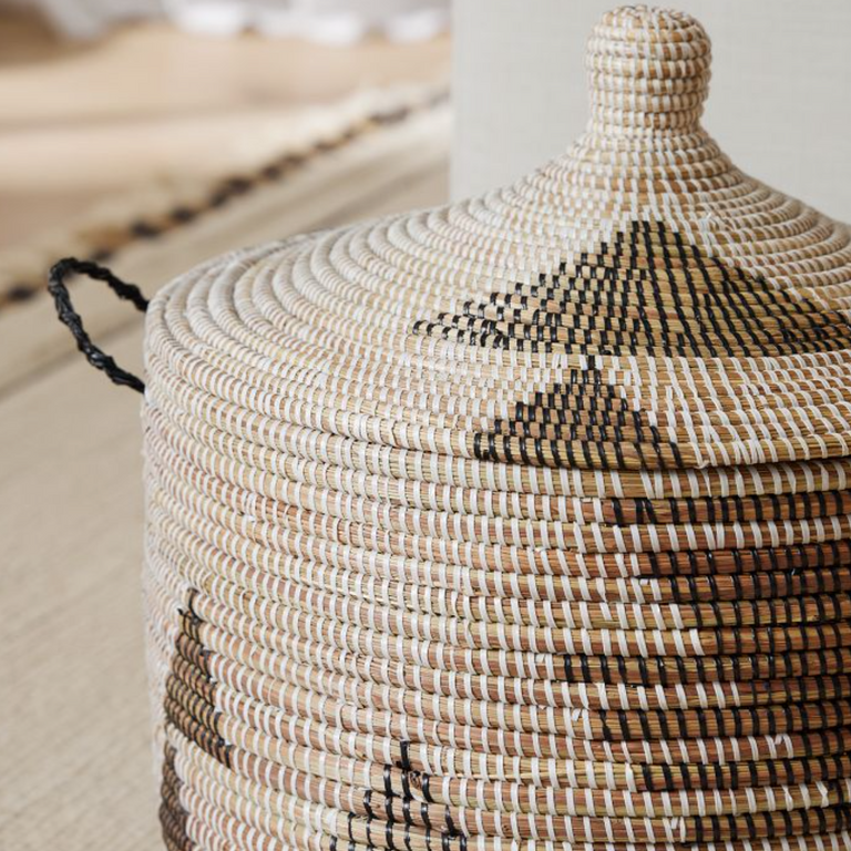 Low Storage Basket Graphic Print - Black and White | BASKETS