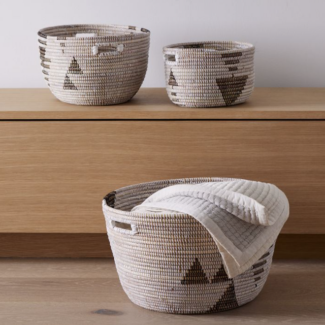 Oval Storage Basket Graphic Print Black and White - Set of 3 | BASKETS