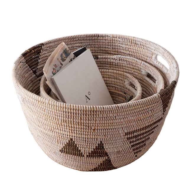 Oval Storage Basket Graphic Print Black and White - Set of 3 | BASKETS