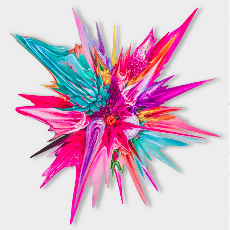 FUCHSIA DAHLIA GLITCH  by Kate Tova | SIGNATURE WALL ART