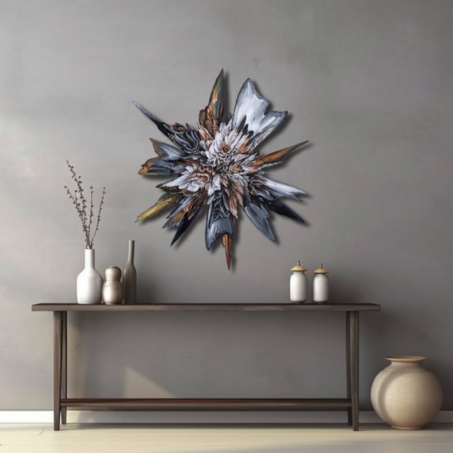 GOLD CAMELLIA GLITCH by Kate Tova | SIGNATURE WALL ART