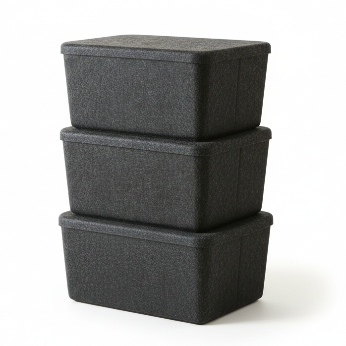 The Sculpted Bin Set - Wide with Lid | STORAGE SOLUTIONS