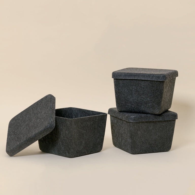 The Sculpted Bin - Petite with Lid | Set of 3 | STORAGE