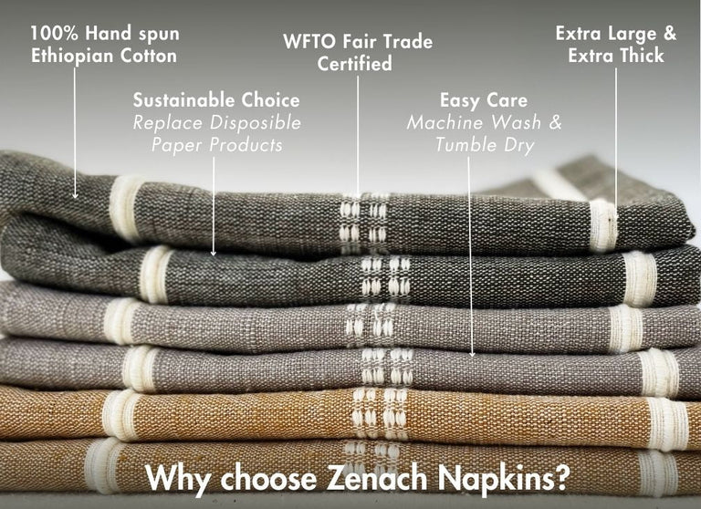 ZENACH HANDWOVEN ETHIOPIAN COTTON NAPKINS | SET OF 2 | ENTERTAINING
