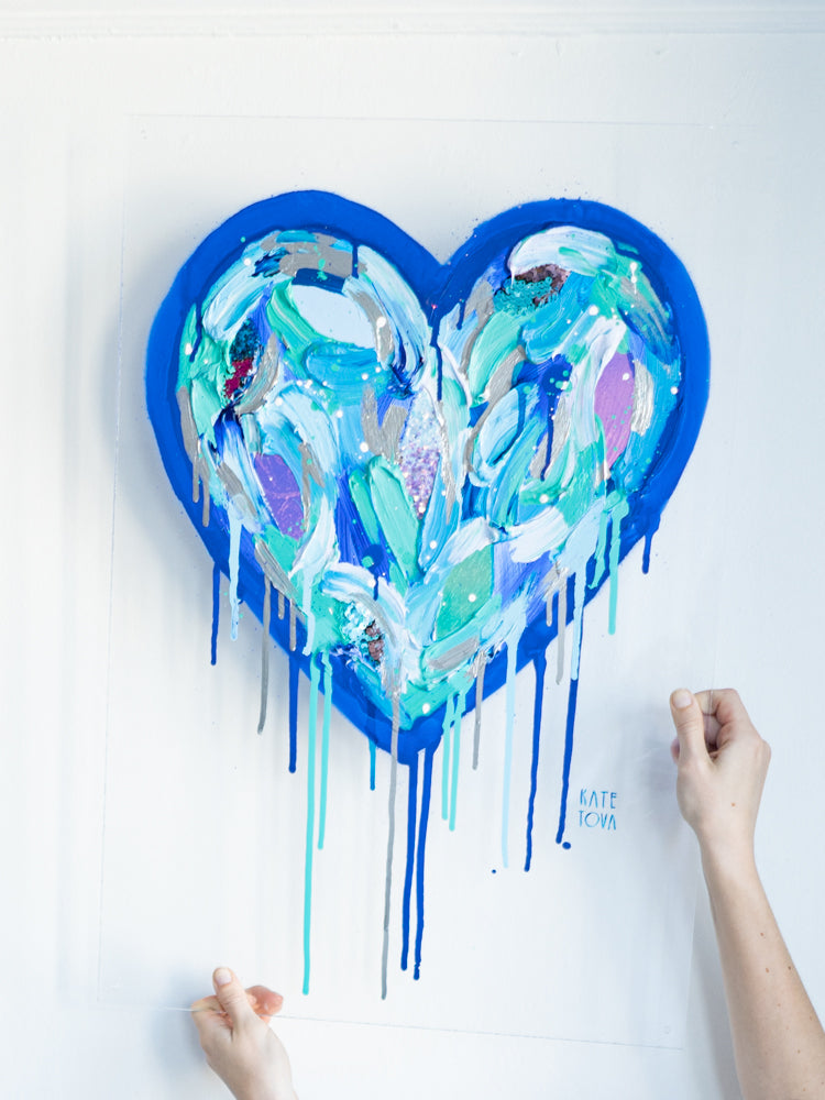 BLUE STREET HEART on Plexiglass by Kate Tova
