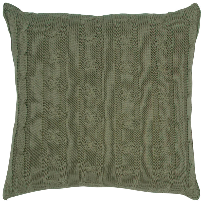 GREEN CABLE KNIT URBAN FARMHOUSE PILLOW