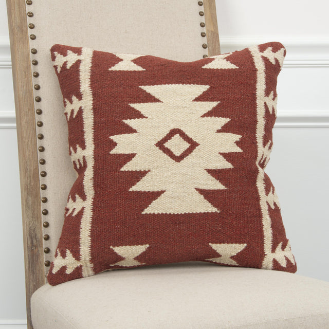 EGELUND RED SOUTHWESTERN ICONIC PATTERNING MODERN INDUSTRIAL THROW PILLOW