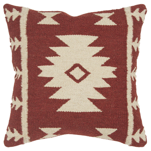 RED SOUTHWESTERN ICONIC PATTERNING MODERN INDUSTRIAL PILLOW