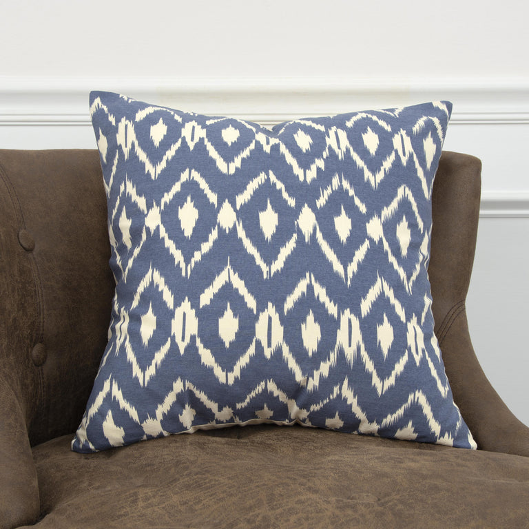 BINDERUP BLUE IKAT BOHO THROW PILLOW