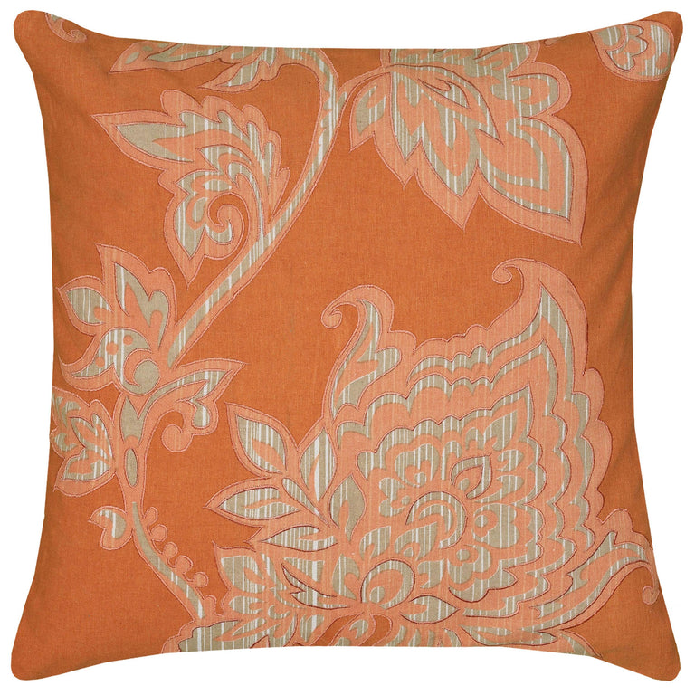 BRUUS ORANGE FLORAL MODERN FARMHOUSE THROW PILLOW