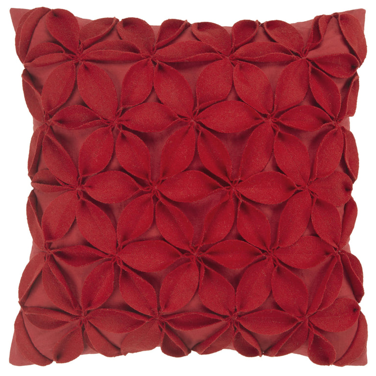 RED SOLID BOTANICAL PETALS URBAN FARMHOUSE PILLOW