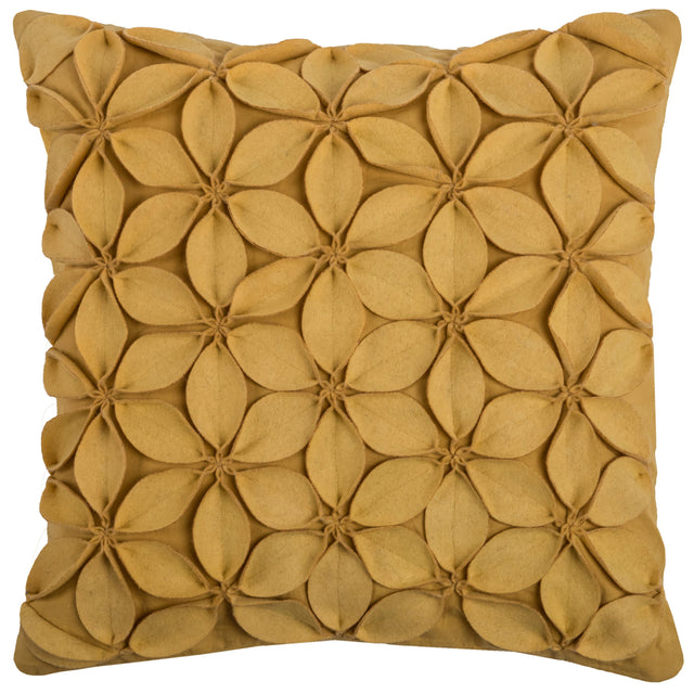 GEISLER YELLOW  SOLID BOTANICAL PETALS URBAN FARMHOUSE THROW PILLOW