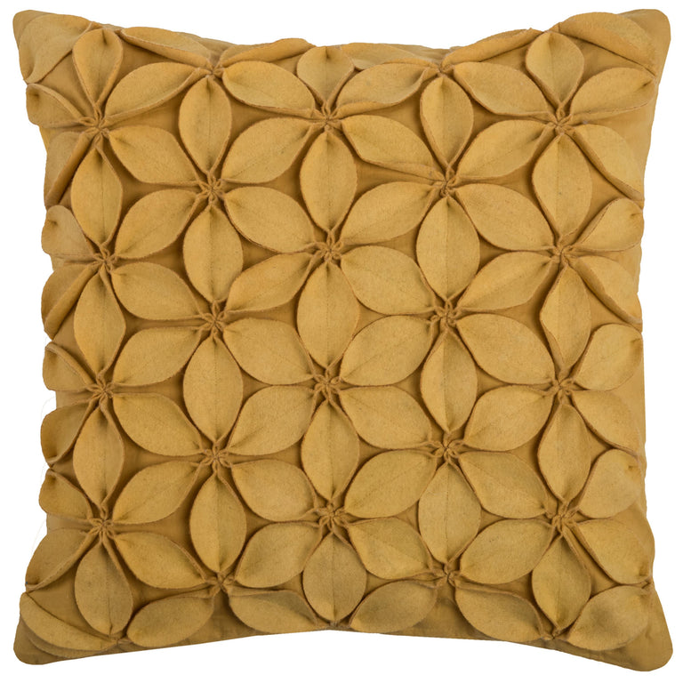 GEISLER YELLOW  SOLID BOTANICAL PETALS URBAN FARMHOUSE THROW PILLOW