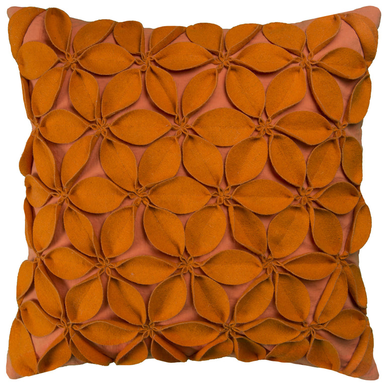 KLINT ORANGE SOLID BOTANICAL PETALS URBAN FARMHOUSE THROW PILLOW