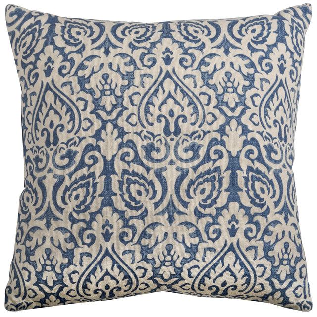 BLUE DAMASK URBAN FARMHOUSE PILLOW