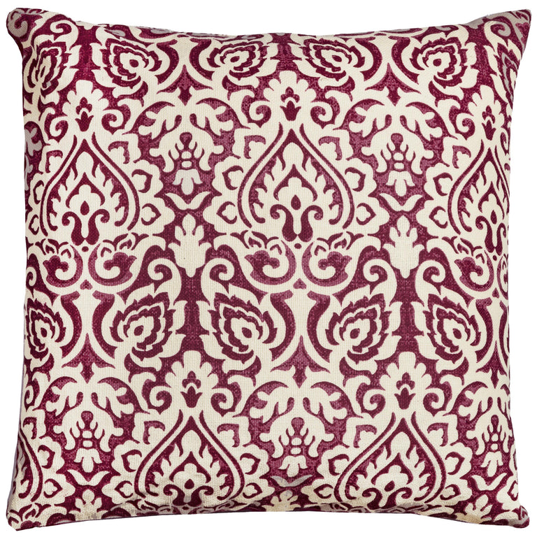 RED DAMASK URBAN FARMHOUSE PILLOW