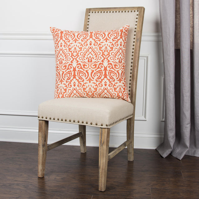 ORANGE DAMASK URBAN FARMHOUSE PILLOW